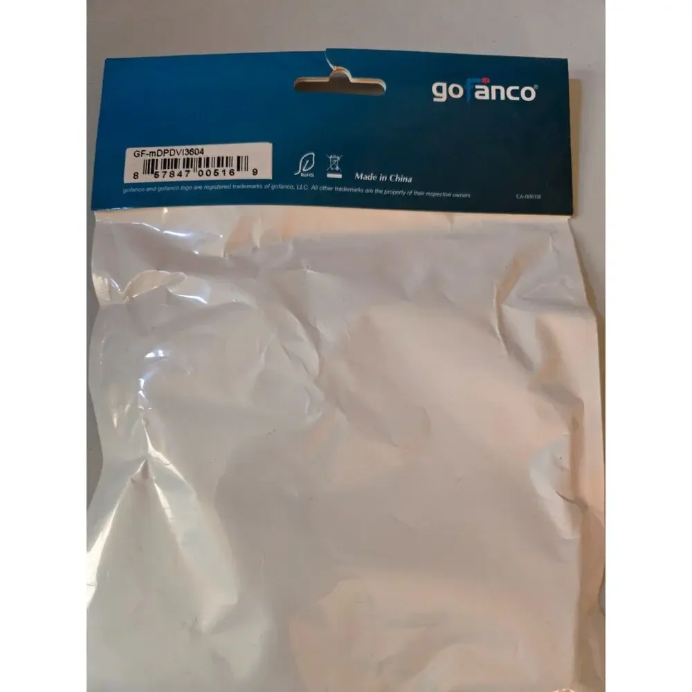 gofanco Adapter White Mini DisplayPort to DVI‎ GF-mDPDVI3604 1080p Video Cable
